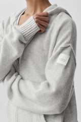 Wool Cashmere New Class Full Zip Hoodie - White Heather