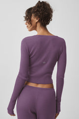 Sweater Knit Unwind Long Sleeve - Plum Kiss