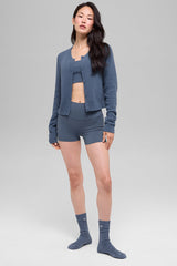 Snuggle Up Sweater Cropped Cardigan - Bluestone