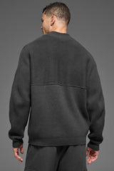 Domain Shift Rib Knit 1/4 Zip Sweater - Anthracite