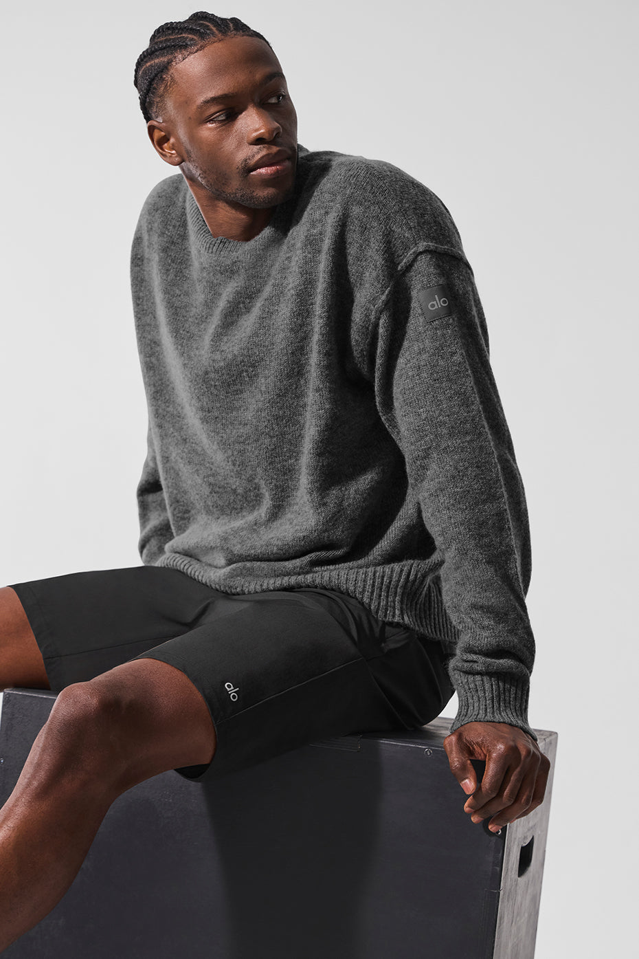 Unisex Wool Cashmere New Class Crewneck Sweater - Platinum Grey