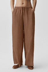 Semi-Sheer Golden Hour High-Waist Straight Leg Pant - Sun Kissed Brown