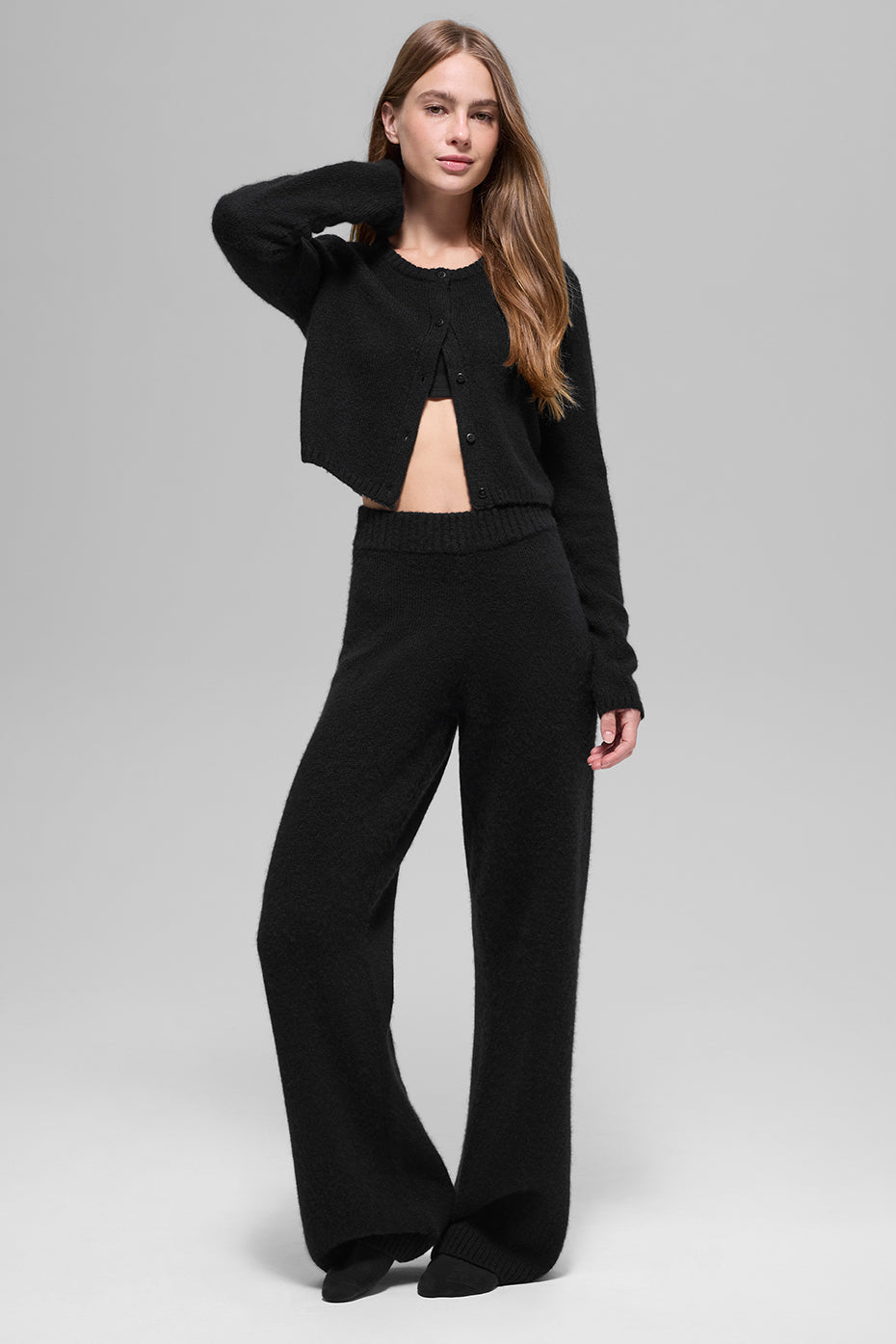 Wool Cashmere New Class Cropped Cardigan - Black