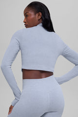 Seamless Two Tone Rib Jacket - Winter Frost Heather
